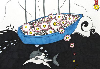 ATTRAVERSATA NOTTURNA DI LAMPADARI MIGRANTI - a Paint Artowrk by ELISA BERARDINELLI